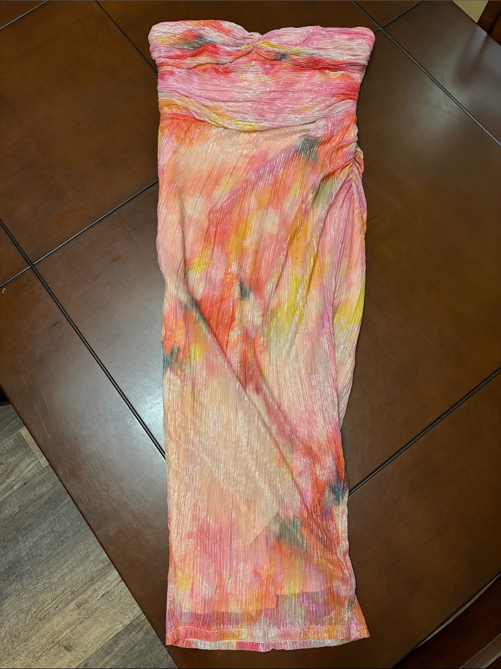 Badgley Mischka jewel pink midi floral midi dress with side slit